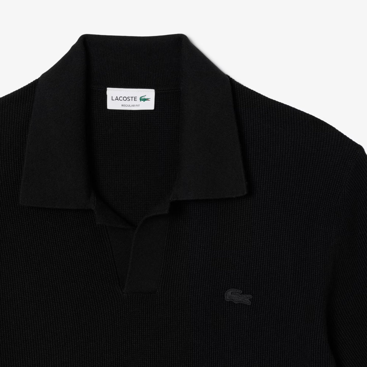 Cotton Blend Open Polo Collar Sweater