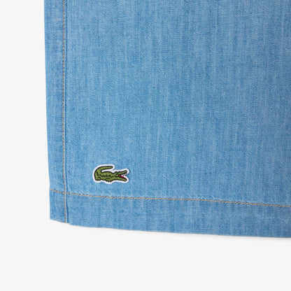 Relaxed Fit Open Neck Denim Shirt