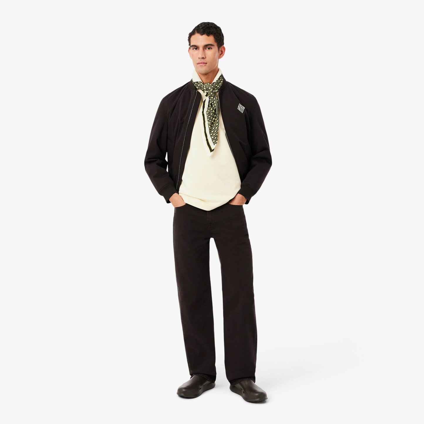 Loose Fit Badge Accent Fleece Polo Shirt