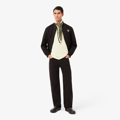 Loose Fit Badge Accent Fleece Polo Shirt