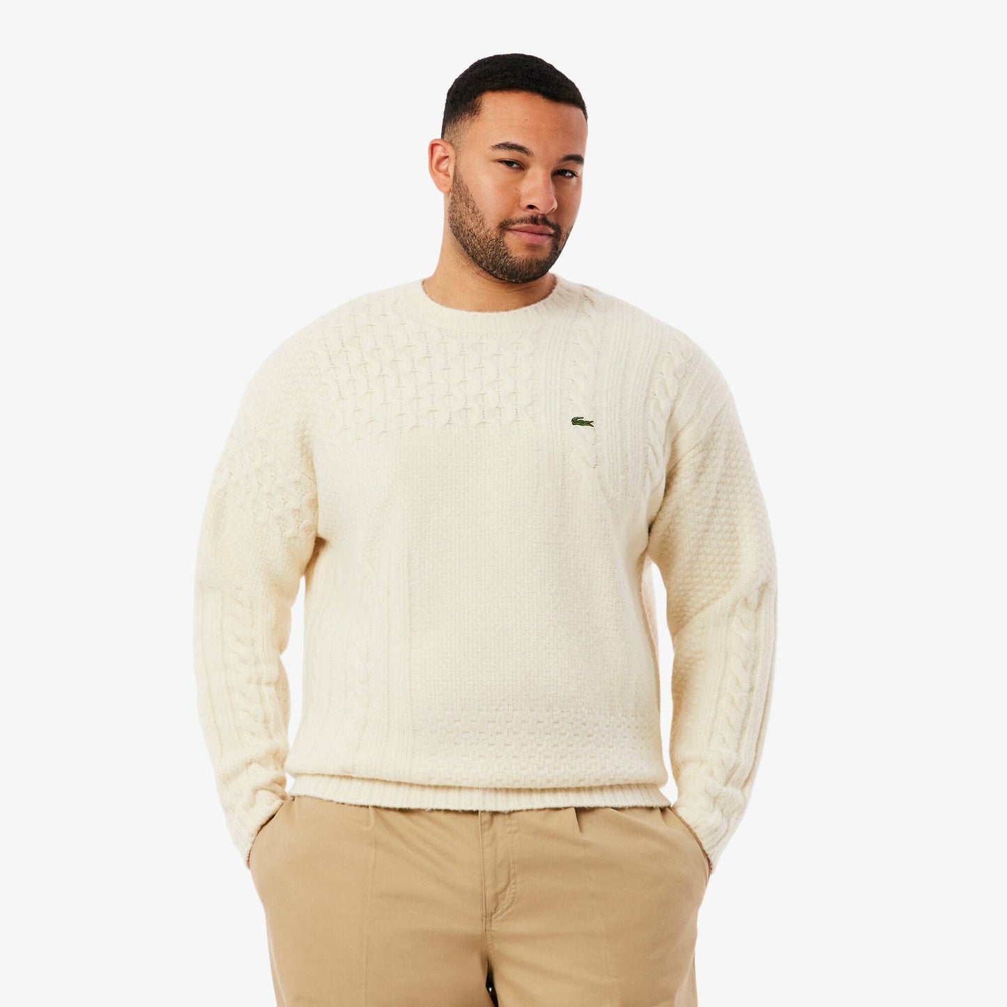 Relaxed Fit Patchwork Effect Wool Sweater