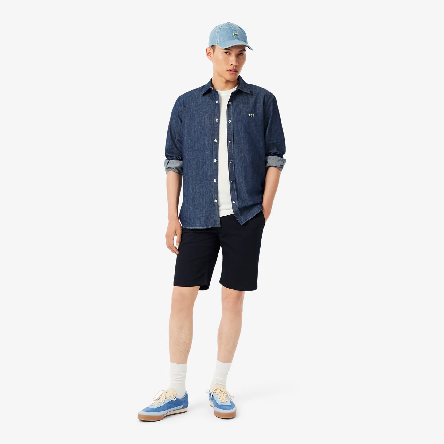 Schmal geschnittene Stretch-Chino-Shorts aus Baumwolle