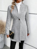 Classy Collarless Long Sleeve Outerwear
