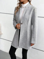 Classy Collarless Long Sleeve Outerwear