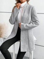 Classy Collarless Long Sleeve Outerwear