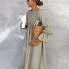 Green Check Round Neck Maxi Dress