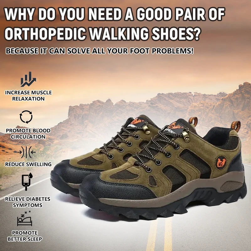 Men's Genuine Leather Comfort Orthopedic Walking Shoes