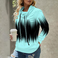 Aqua & Black Ombre Rain Hoodie Drawstring Sweatshirt