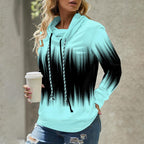 Aqua & Black Ombre Rain Hoodie Drawstring Sweatshirt