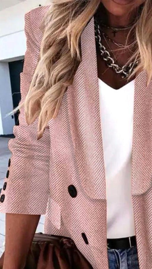 Popular Plain Lapel Long Sleeve Blazer Jacket