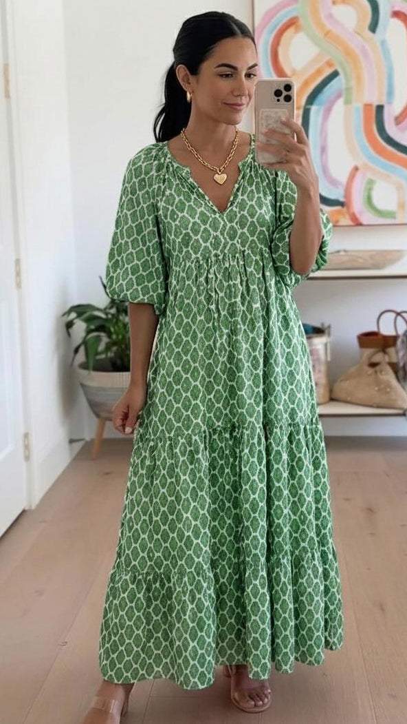 Bohemian Beauty Green Maxi Dress