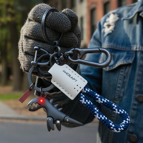 Aluminum Alloy Dinosaur Charm Paired with a Hand-woven Bracelet