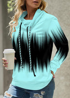 Aqua & Black Ombre Rain Hoodie Drawstring Sweatshirt