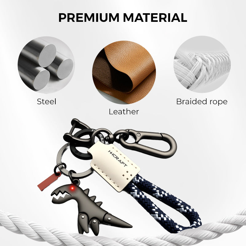 Aluminum Alloy Dinosaur Charm Paired with a Hand-woven Bracelet