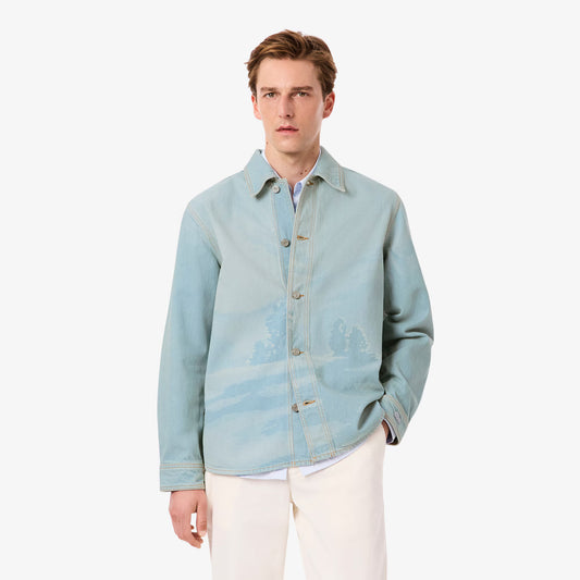 Denim-Overshirt mit Landschaftsmotiv