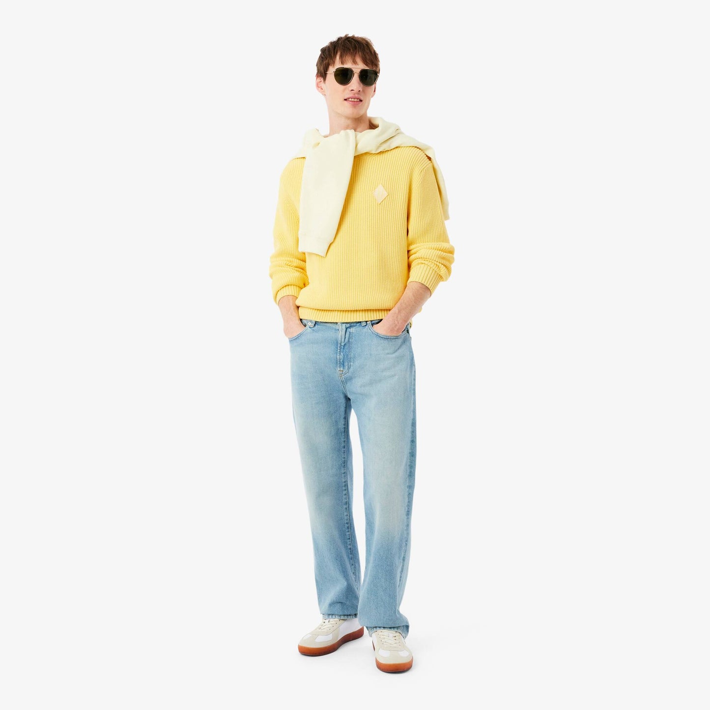 Pullover mit Perlen und Rippstrick-Applikation