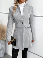 Classy Collarless Long Sleeve Outerwear