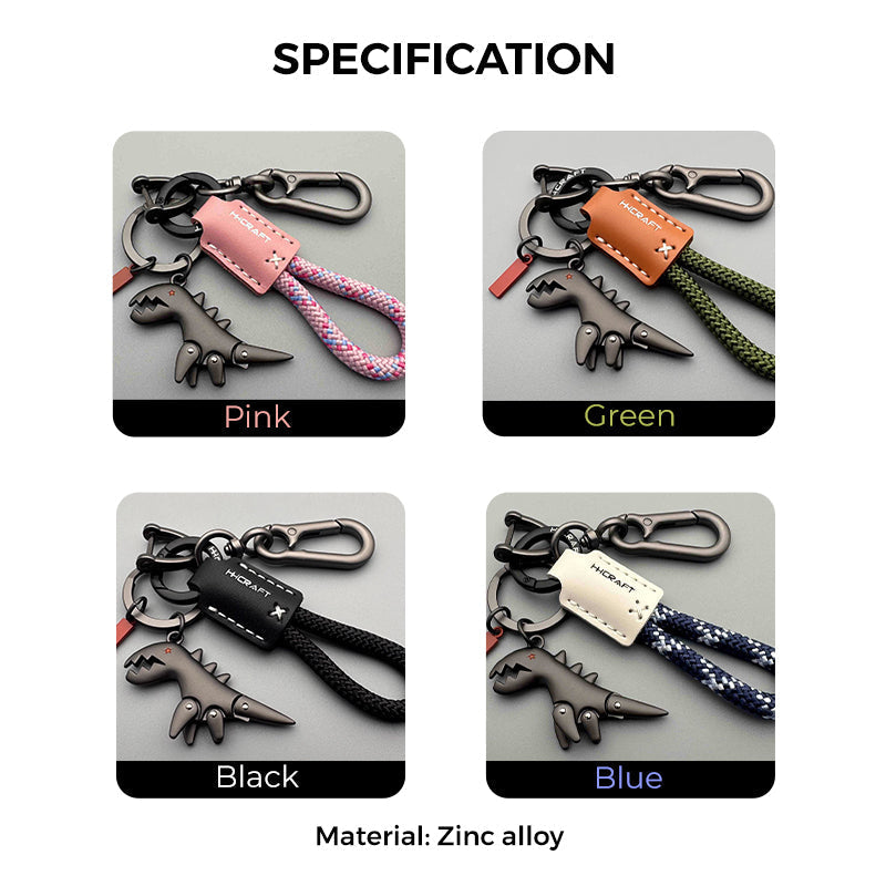 Aluminum Alloy Dinosaur Charm Paired with a Hand-woven Bracelet