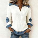 Basic Denim Contrast Long Sleeve Top
