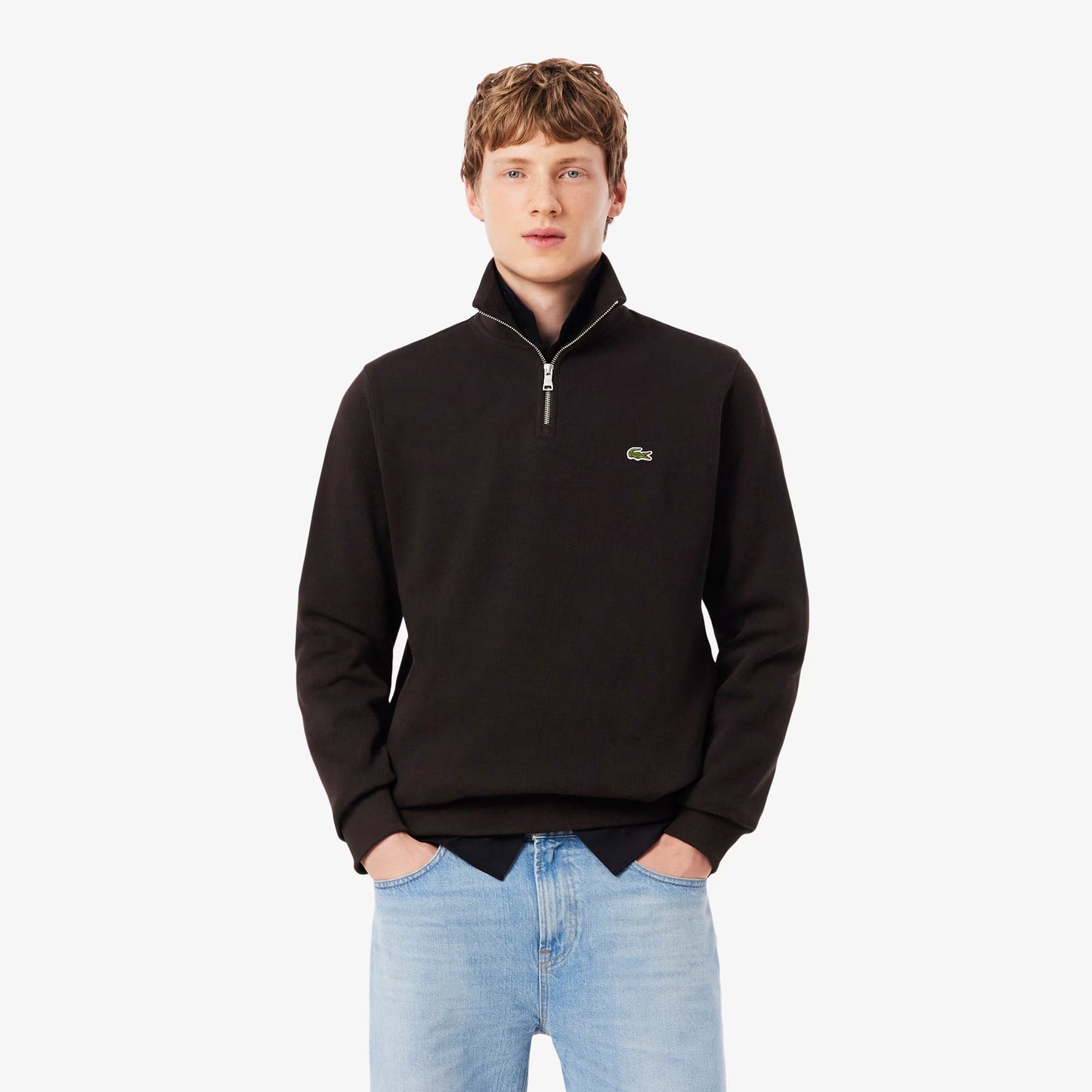 Zip-Up High Neck Interlock Sweatshirt