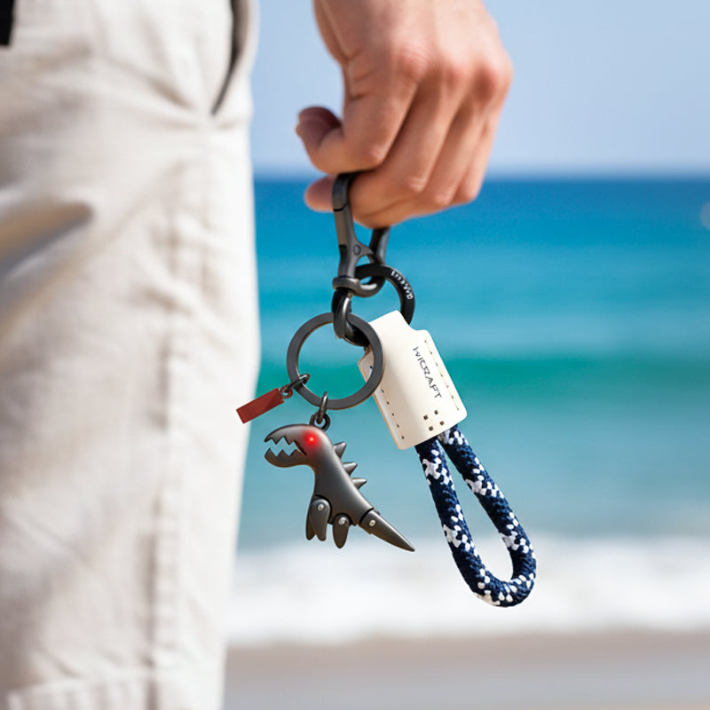 Aluminum Alloy Dinosaur Charm Paired with a Hand-woven Bracelet