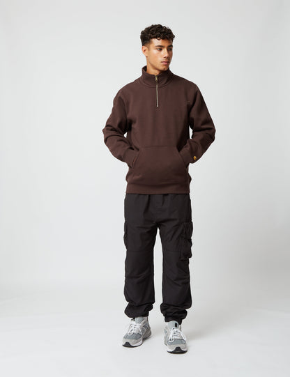 Sweat-shirt zippé Chase Neck – Marron Ombre Foncé