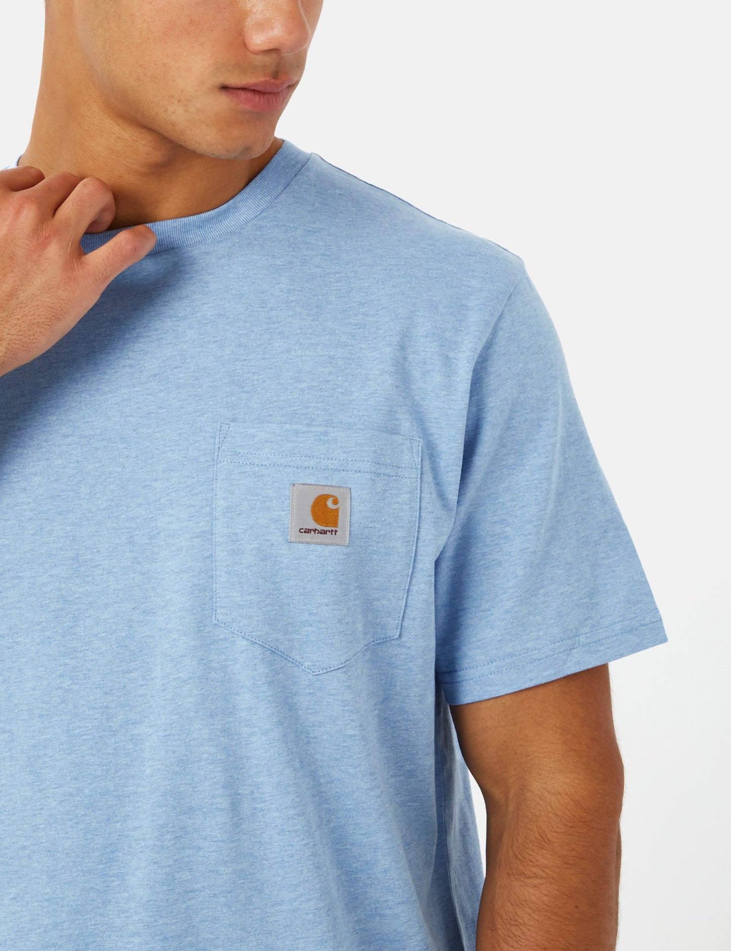T-shirt à poche (Coupe classique) - Bleu Piscine Chiné