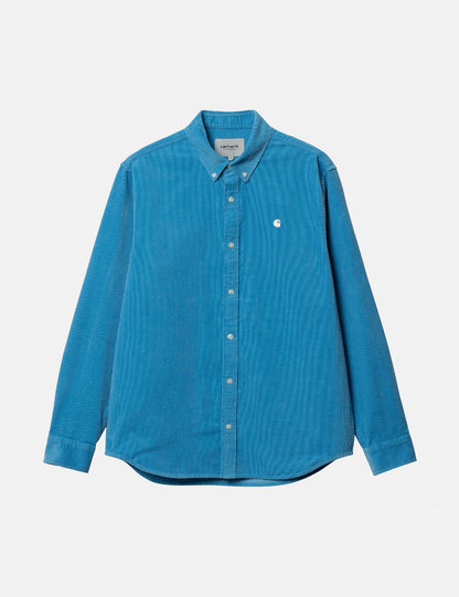 Chemise Madison (Fine Corde) - Bleu Piscine/Blanc