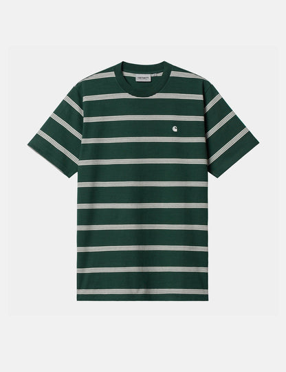 T-shirt Glover rayé - Vert Genévrier/Cire/Cire
