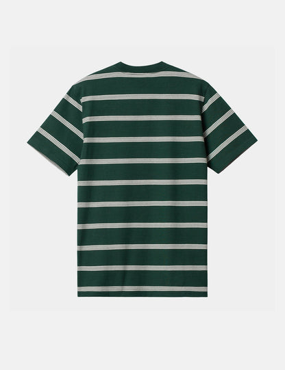 T-shirt Glover rayé - Vert Genévrier/Cire/Cire
