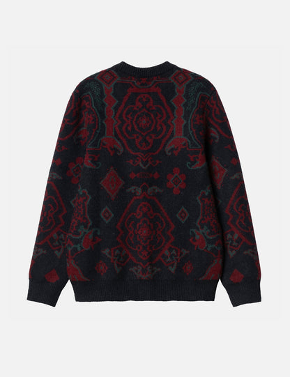 Cardigan Verse (jacquard Verse) - Bleu marine foncé