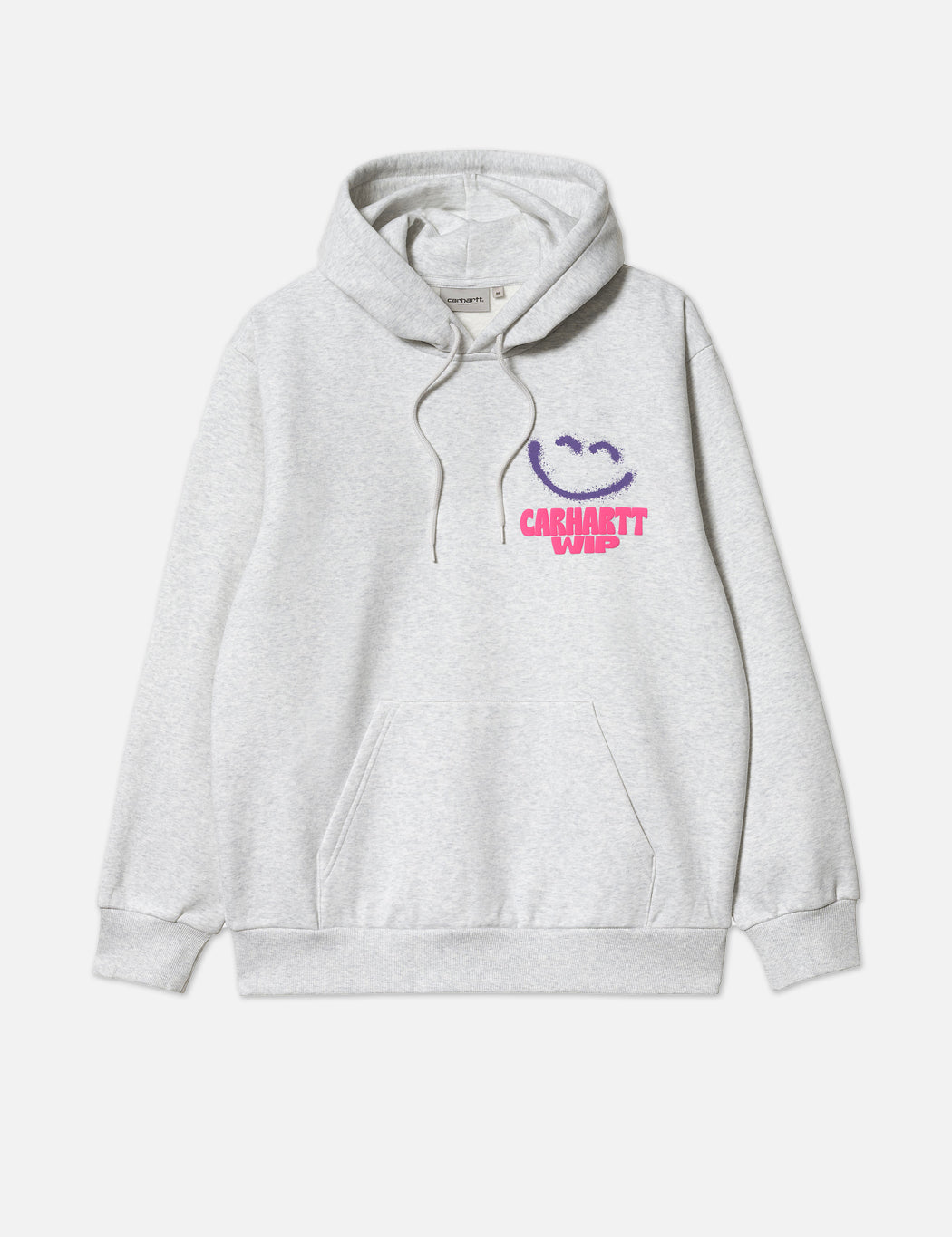 Sweat à capuche Happy Script - Gris chiné cendré