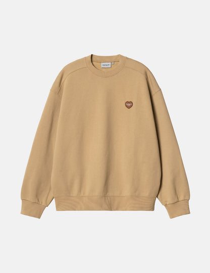 Sweat-shirt brodé cœur – Marron Hamilton Poussière