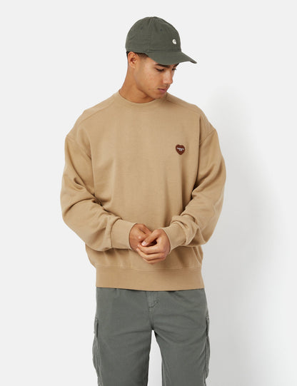 Sweat-shirt brodé cœur – Marron Hamilton Poussière