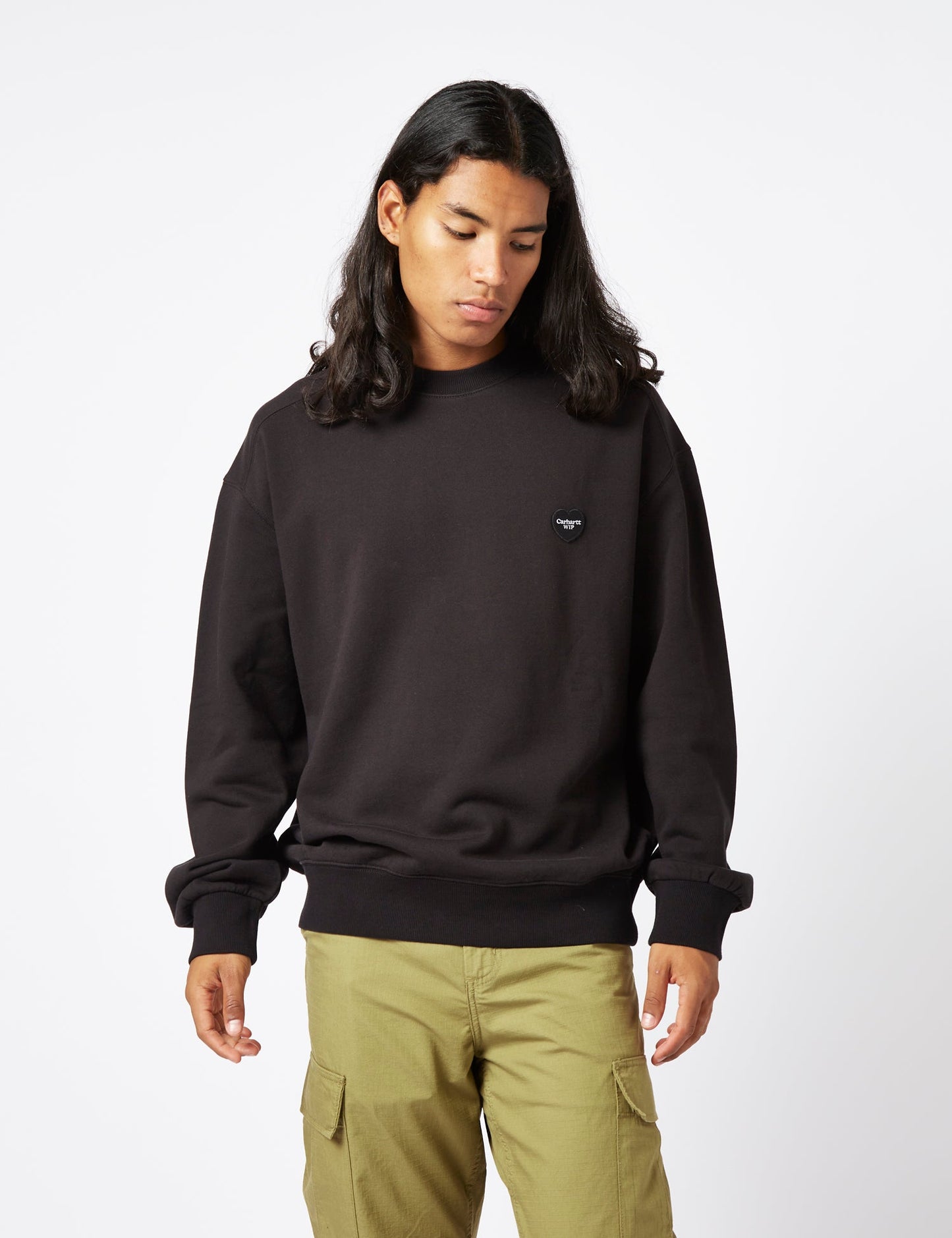 Sweat-shirt Cœur Brodée - Noir