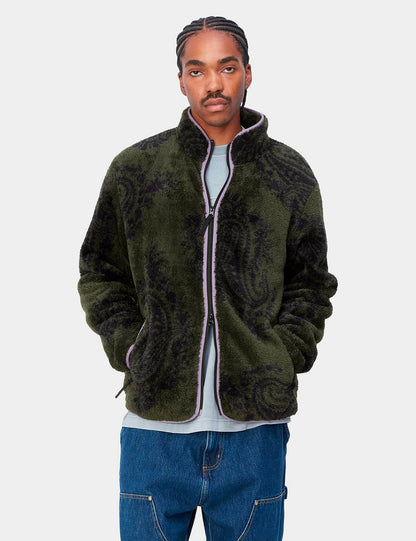 Jebson Sweatjacke (Paisley Big Print) – Plant Green/Glassy Purple