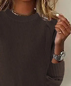 Coffee Plain Round Neck Sweater