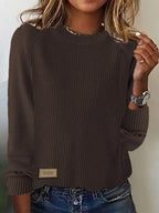 Coffee Plain Round Neck Sweater