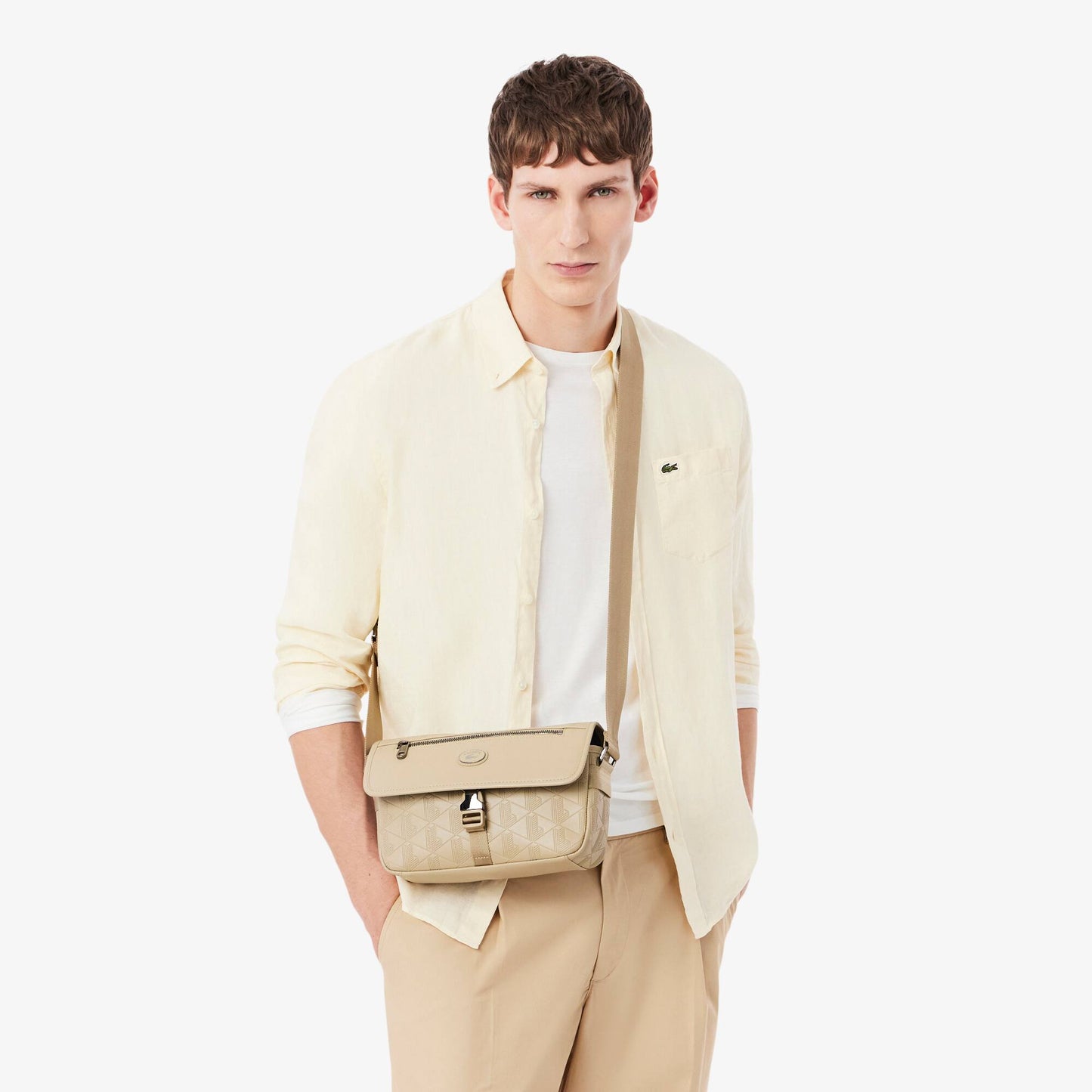 Small Monogram Leather Flap Satchel