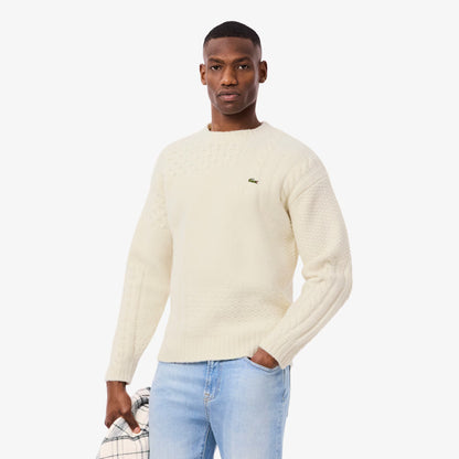 Relaxed Fit Patchwork Effect Wool Sweater