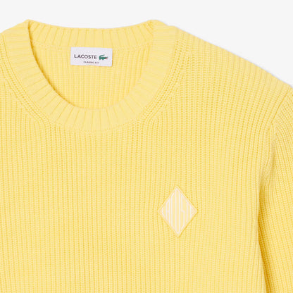 Pullover mit Perlen und Rippstrick-Applikation