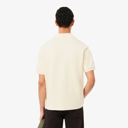 Loose Fit Badge Accent Fleece Polo Shirt