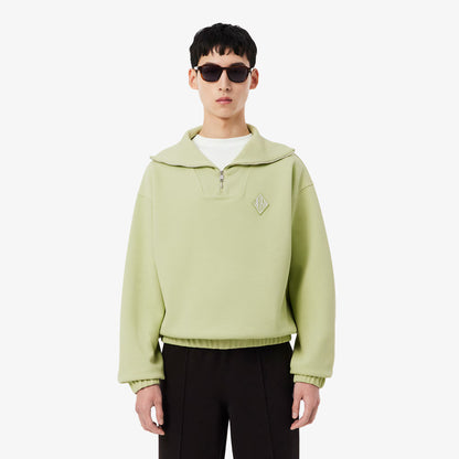 Loose Fit Zipped Neck Pique Sweatshirt