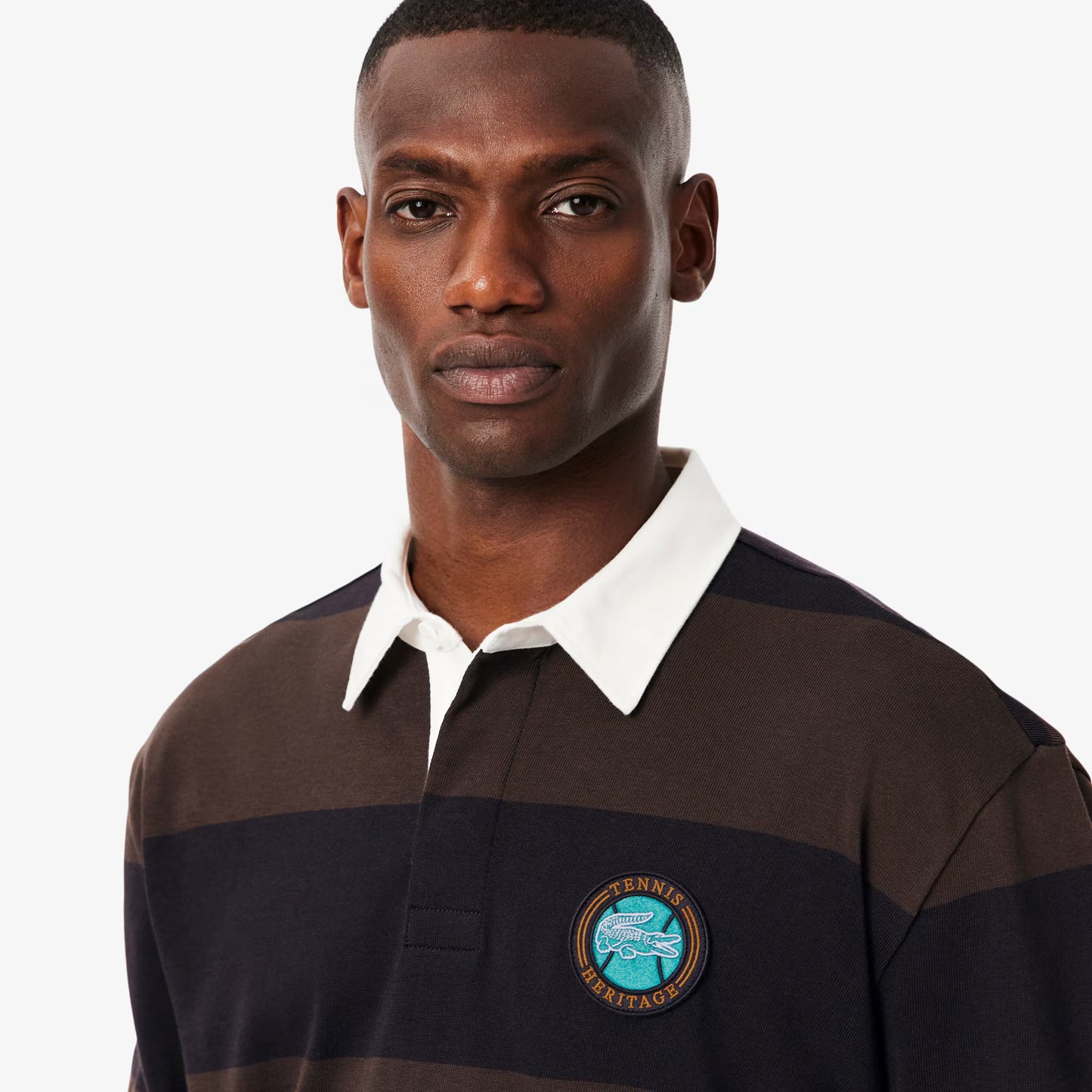 Relaxed Fit Striped Rugby Polo Shirt