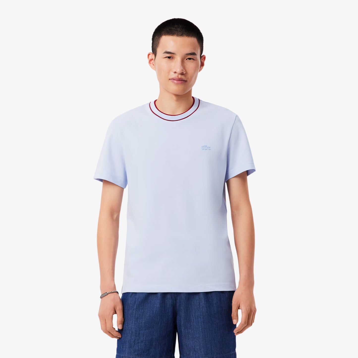 Stretch Pique Stripe Collar T-shirt