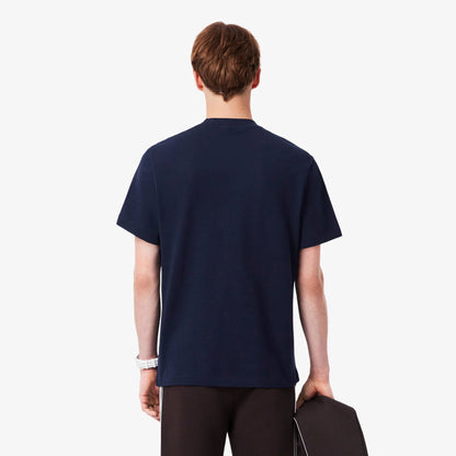 Geripptes Petit Piqué T-Shirt mit Rundhalsausschnitt