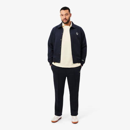 Loose Fit Badge Accent Fleece Polo Shirt