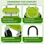 Garden Rolling Cart Seat with 360° Universal Wheels